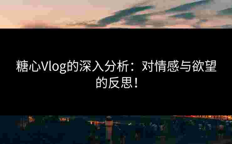 糖心Vlog的深入分析：对情感与欲望的反思！