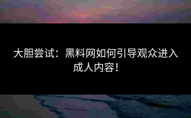 大胆尝试：黑料网如何引导观众进入成人内容！
